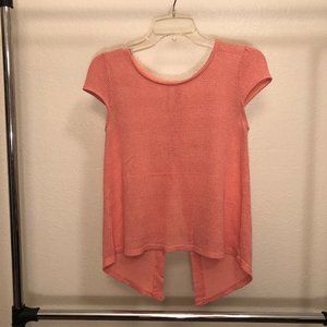 Open-back Short-Sleeve Knitted Blouse Small